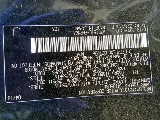 JTLZE4FEXDJ037936 - 2013 TOYOTA SCION XB 黑色 照片 10