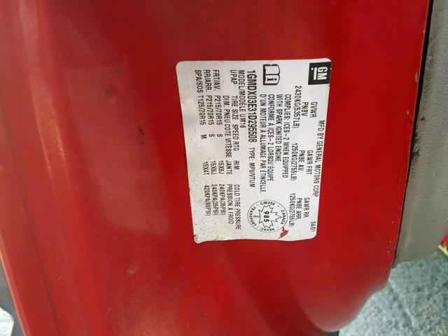 1GMDX03E31D295508 - 2001 PONTIAC MONTANA RED photo 10