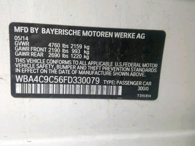 WBA4C9C56FD330079 - 2015 BMW 428 XI WHITE photo 10