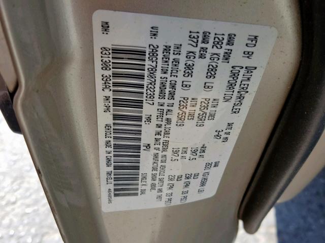 2A8GF78X07R323917 - 2007 CHRYSLER PACIFICA L 金色 照片 10