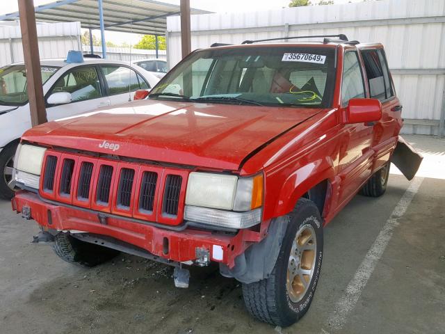 1J4EZ78Y8TC108782 - 1996 JEEP GRAND CHER RED photo 2