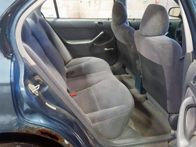 1HGEJ6525WL023721 - 1998 HONDA CIVIC DX BLUE photo 6