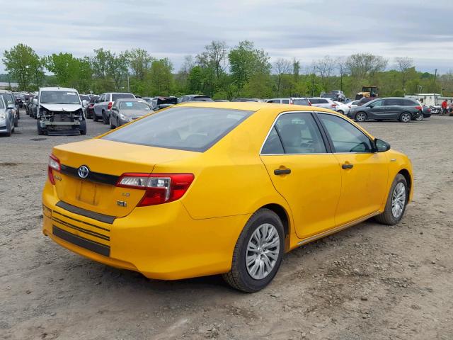 4T1BD1FK3CU018965 - 2012 TOYOTA CAMRY HYBR YELLOW photo 4