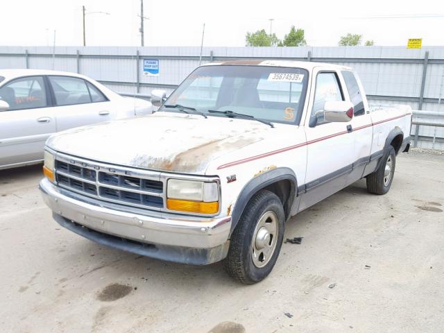 1B7GL23X8SS360389 - 1995 DODGE DAKOTA WHITE photo 2