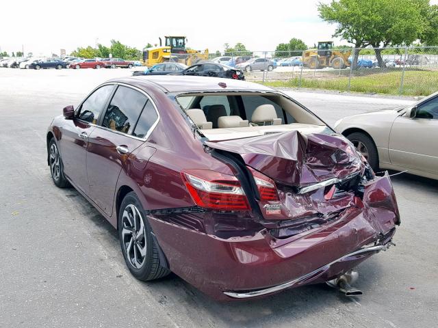 1HGCR2F89GA100079 - 2016 HONDA ACCORD EXL BURGUNDY photo 3