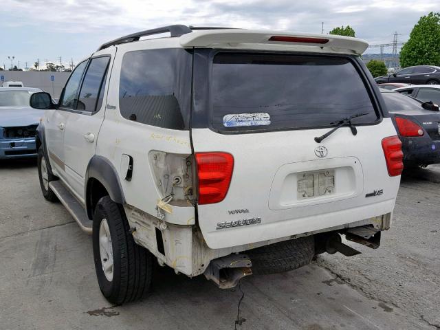 5TDZT38A03S165223 - 2003 TOYOTA SEQUOIA LI WHITE photo 3