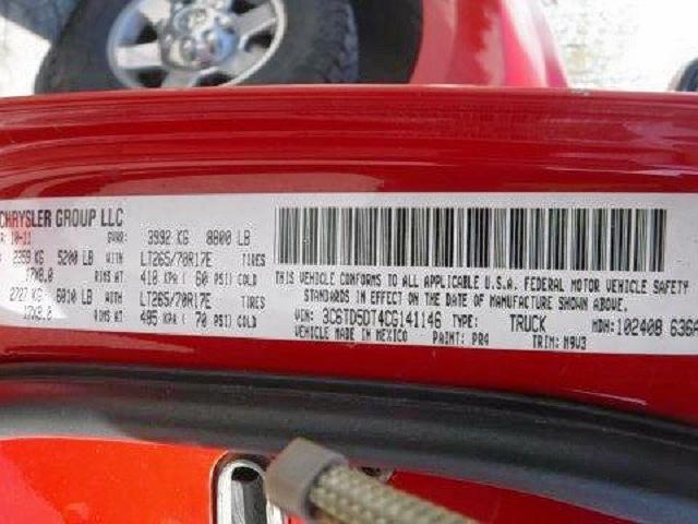 3C6TD5DT4CG141146 - 2012 DODGE RAM 2500 S RED photo 10