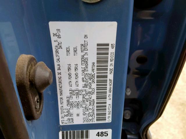3TMCZ5AN9KM194604 - 2019 TOYOTA TACOMA DOU BLUE photo 10