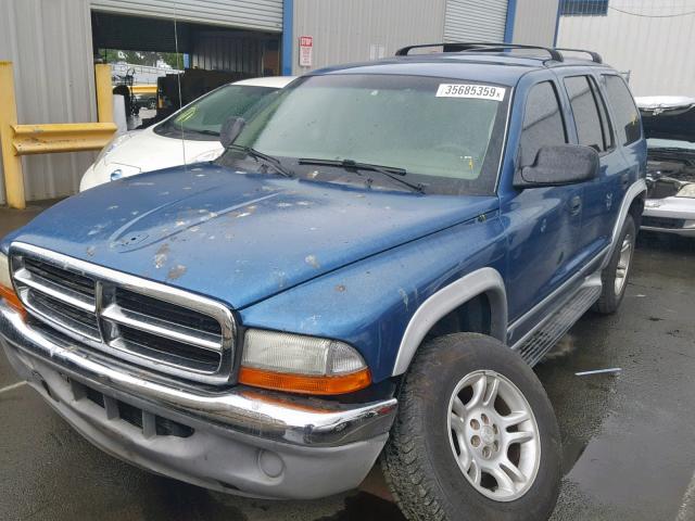 1D4HS58N73F597324 - 2003 DODGE DURANGO SL BLUE photo 2