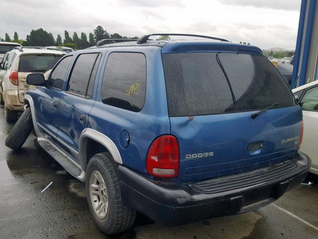 1D4HS58N73F597324 - 2003 DODGE DURANGO SL BLUE photo 3