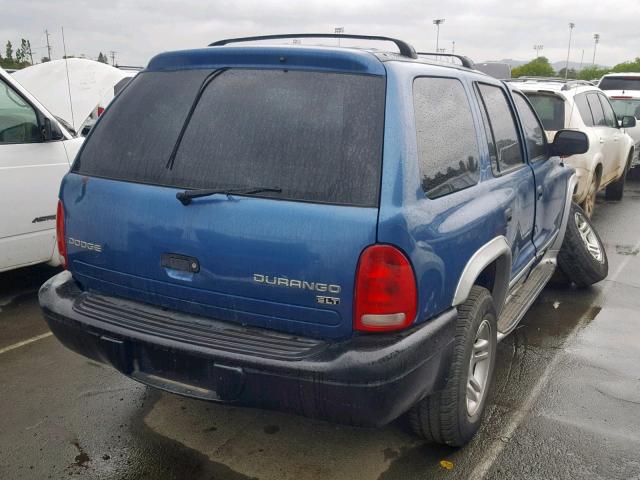 1D4HS58N73F597324 - 2003 DODGE DURANGO SL BLUE photo 4