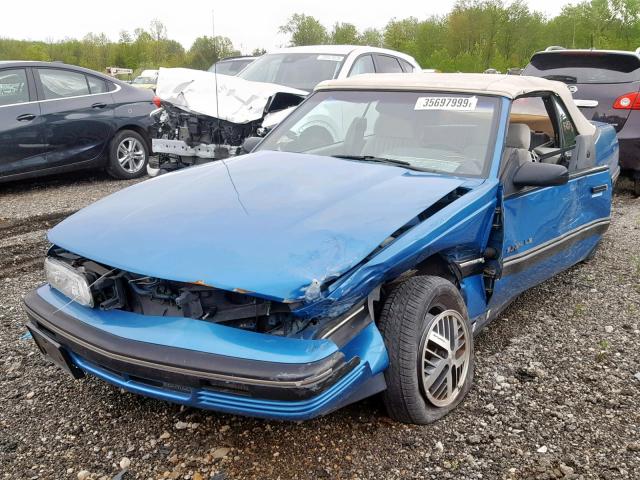 1G2JB34T4M7637947 - 1991 PONTIAC SUNBIRD LE BLUE photo 2