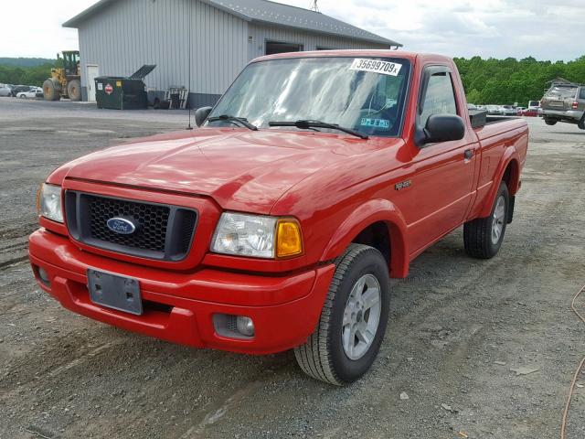 1FTYR10U35PB03915 - 2005 FORD RANGER RED photo 2