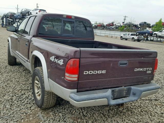 1D7HG48N94S580564 - 2004 DODGE DAKOTA QUA MAROON photo 3