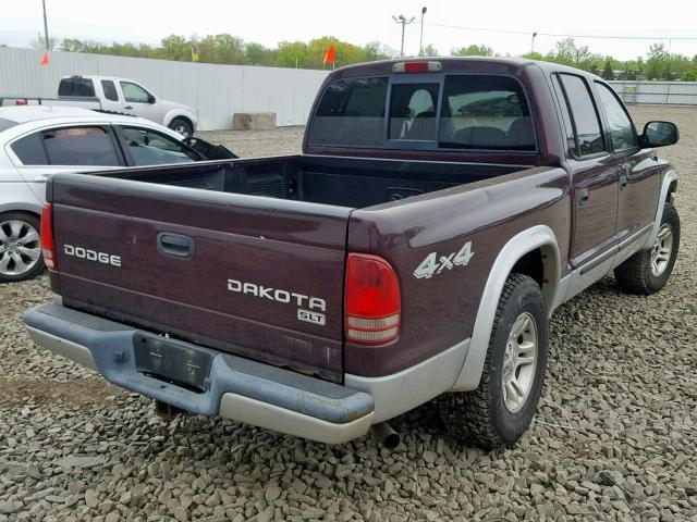 1D7HG48N94S580564 - 2004 DODGE DAKOTA QUA MAROON photo 4