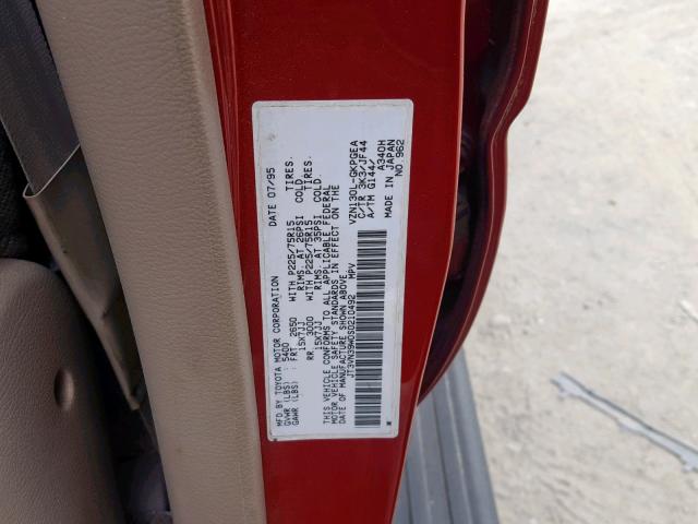 JT3VN39W0S0210492 - 1995 TOYOTA 4RUNNER VN RED photo 10