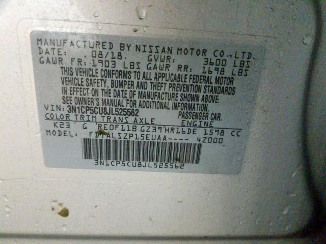 3N1CP5CU8JL525562 - 2018 NISSAN KICKS S  photo 10