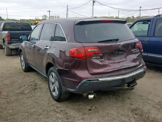 2HNYD2H21BH524470 - 2011 ACURA MDX MAROON photo 3