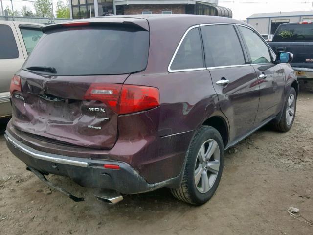 2HNYD2H21BH524470 - 2011 ACURA MDX MAROON photo 4