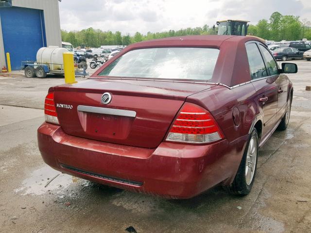 1MEFM40175G605970 - 2005 MERCURY MONTEGO LU BURGUNDY photo 4