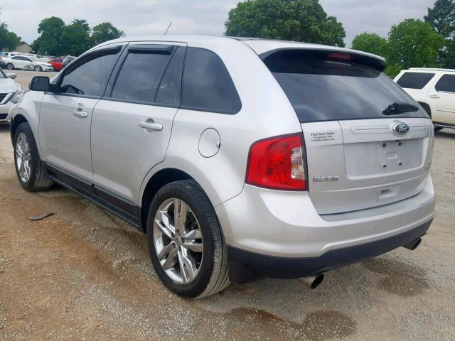 2FMDK3J95CBA47744 - 2012 FORD EDGE SEL SILVER photo 3