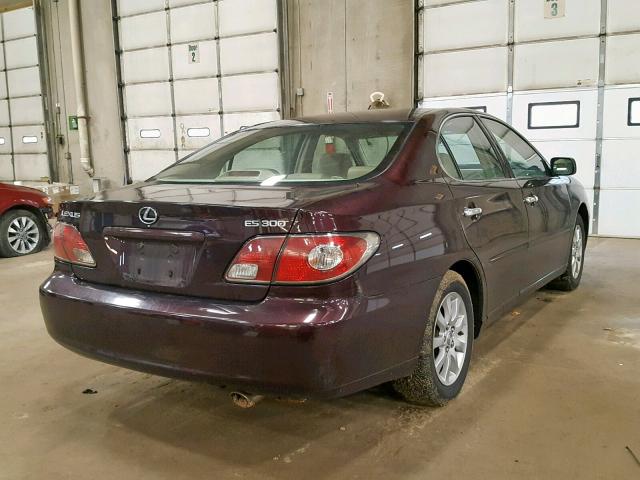 JTHBF30G030148528 - 2003 LEXUS ES 300 PURPLE photo 4