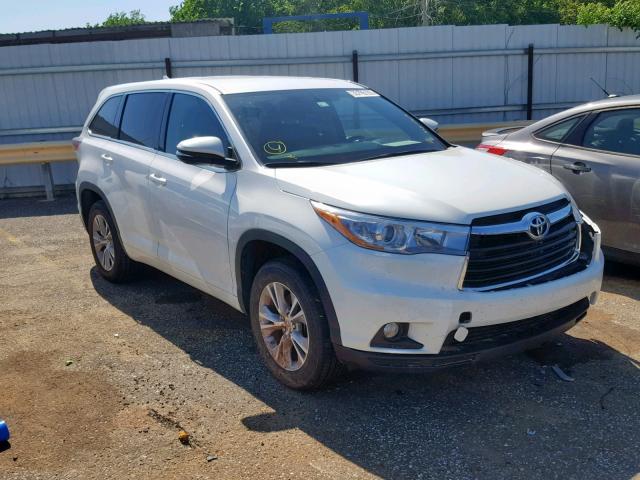 5TDZKRFH0FS109650 - 2015 TOYOTA HIGHLANDER WHITE photo 1