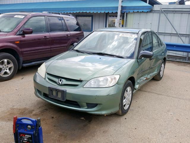 1HGES16364L007824 - 2004 HONDA CIVIC DX V GREEN photo 2