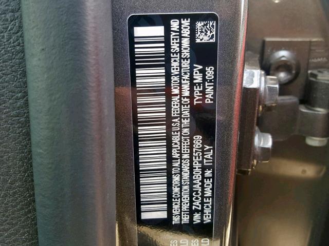 ZACCJAAB0HPE57669 - 2017 JEEP RENEGADE S 灰色 照片 10