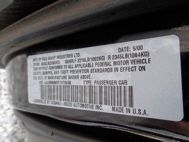 4S3BH6865Y7670658 - 2000 SUBARU LEGACY OUT BLACK photo 10