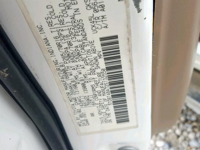 5TDBT48A72S132550 - 2002 TOYOTA SEQUOIA LI WHITE photo 10