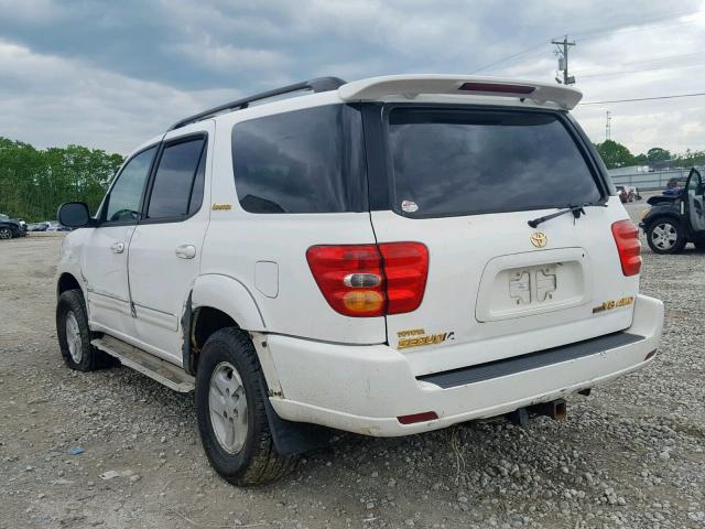 5TDBT48A72S132550 - 2002 TOYOTA SEQUOIA LI WHITE photo 3