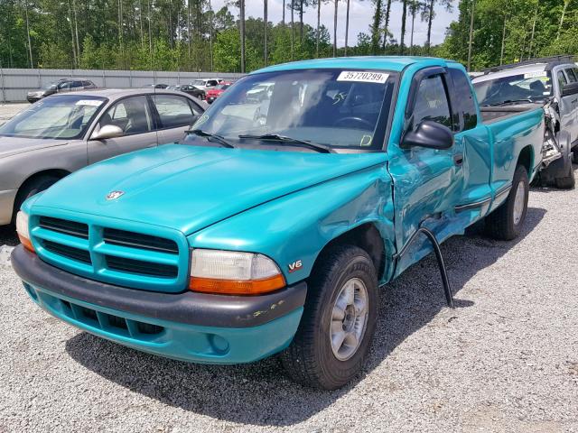 1B7GL23X5VS160249 - 1997 DODGE DAKOTA GREEN photo 2