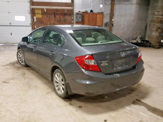 19XFB2F9XCE033623 - 2012 HONDA CIVIC EXL GRAY photo 3