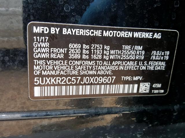 5UXKR2C57J0X09607 - 2018 BMW X5 SDRIVE35I  photo 10