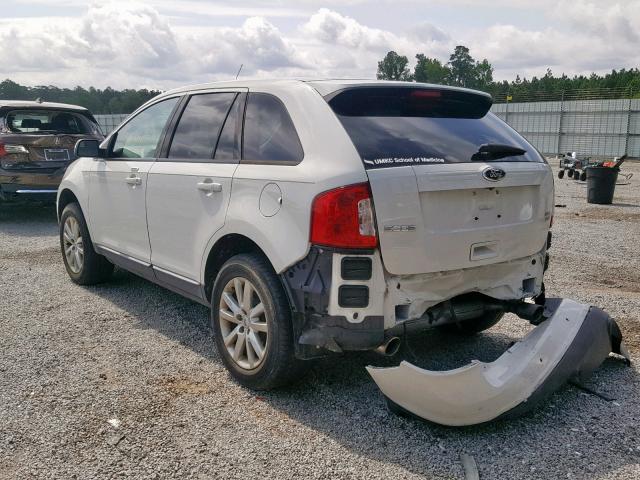 2FMDK4JC6CBA91530 - 2012 FORD EDGE SEL WHITE photo 3