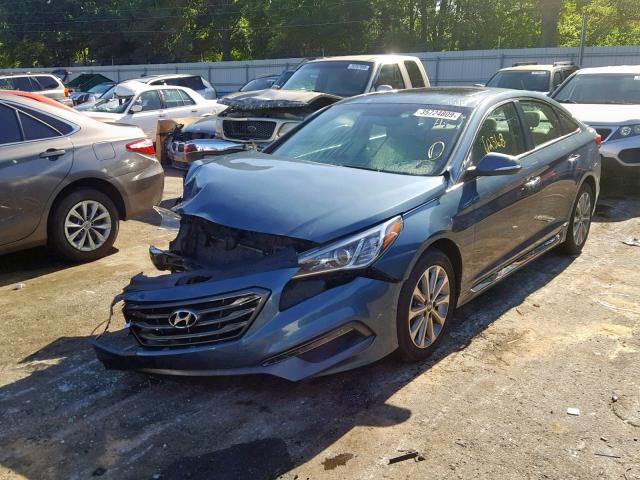 5NPE34AF2GH413316 - 2016 HYUNDAI SONATA SPO BLUE photo 2