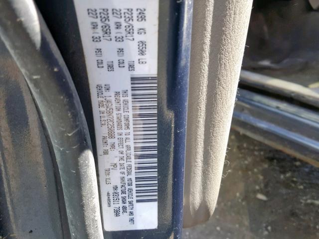 1J4GW58N72C250888 - 2002 JEEP GRAND CHER BLUE photo 10