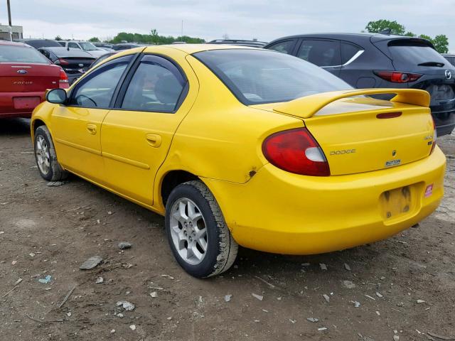 1B3ES56CX2D590672 - 2002 DODGE NEON ES YELLOW photo 3