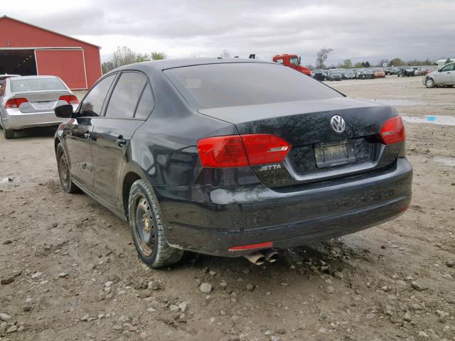 3VW2K7AJ5CM418734 - 2012 VOLKSWAGEN JETTA BASE 黑色 照片 3