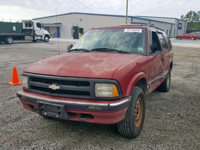 1GNDT13W7TK151237 - 1996 CHEVROLET BLAZER MAROON photo 2