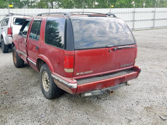 1GNDT13W7TK151237 - 1996 CHEVROLET BLAZER MAROON photo 3