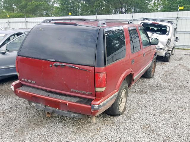 1GNDT13W7TK151237 - 1996 CHEVROLET BLAZER MAROON photo 4