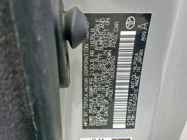 JTKDE177160082950 - 2006 TOYOTA SCION TC 银色 照片 10