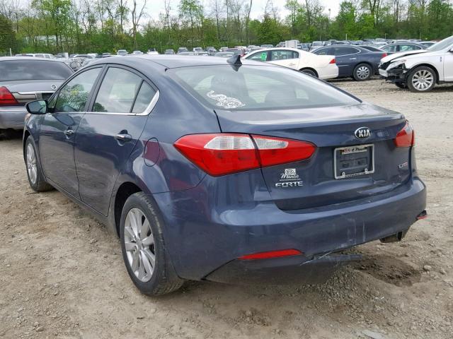 KNAFX4A88E5172138 - 2014 KIA FORTE EX BLUE photo 3