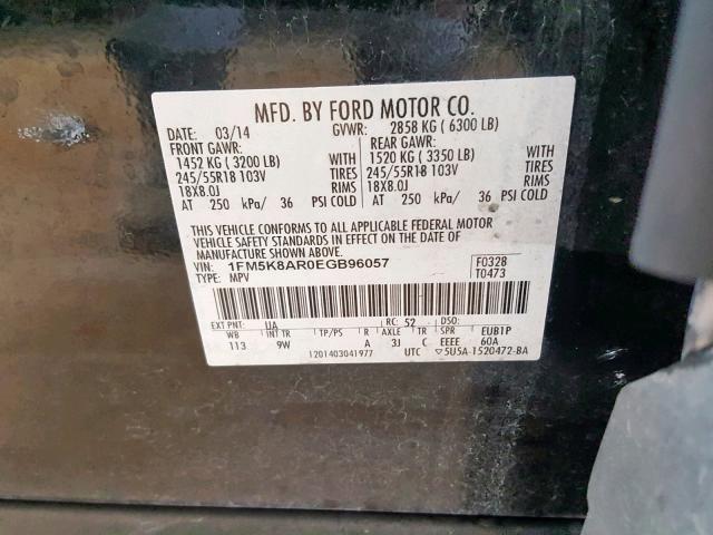 1FM5K8AR0EGB96057 - 2014 FORD EXPLORER P WHITE photo 10