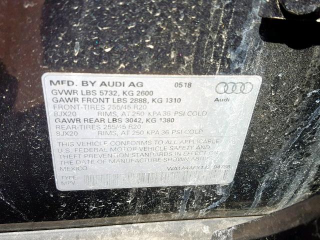 WA1A4AFY1J2194758 - 2018 AUDI SQ5 PREMIU GRAY photo 10