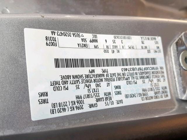 1FMCU0F76FUB37463 - 2015 FORD ESCAPE S SILVER photo 10