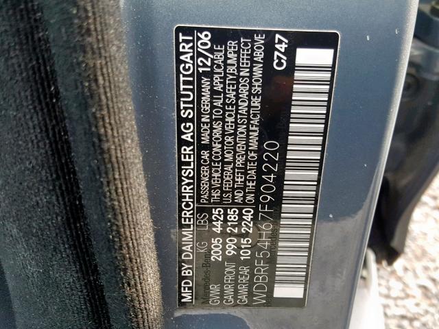 WDBRF54H67F904220 - 2007 MERCEDES-BENZ C 280 GRAY photo 10