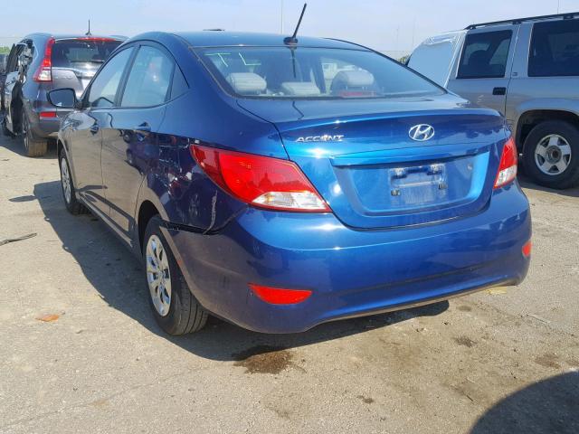 KMHCT4AE4GU064627 - 2016 HYUNDAI ACCENT SE BLUE photo 3